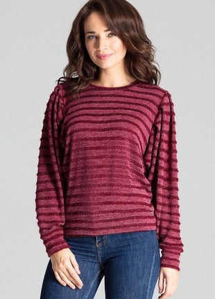 Knitted Top with Kimono Sleeves and Half-Round Neckline - MimiStylez
