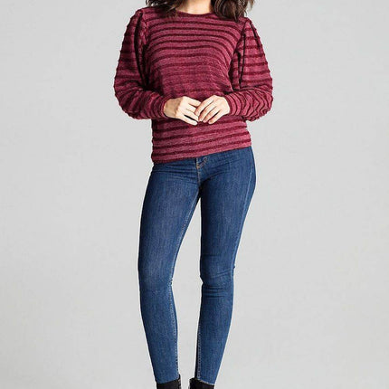 Knitted Top with Kimono Sleeves and Half-Round Neckline - MimiStylez
