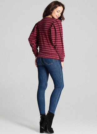 Knitted Top with Kimono Sleeves and Half-Round Neckline - MimiStylez