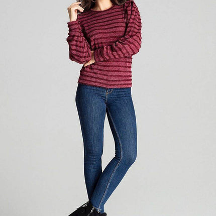 Knitted Top with Kimono Sleeves and Half-Round Neckline - MimiStylez