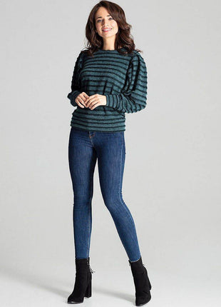 Knitted Top with Kimono Sleeves and Half-Round Neckline - MimiStylez
