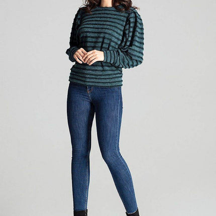 Knitted Top with Kimono Sleeves and Half-Round Neckline - MimiStylez