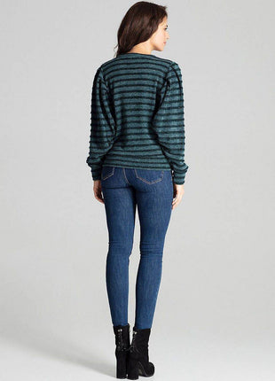 Knitted Top with Kimono Sleeves and Half-Round Neckline - MimiStylez