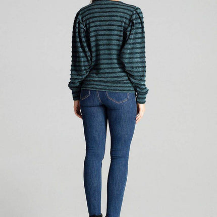 Knitted Top with Kimono Sleeves and Half-Round Neckline - MimiStylez