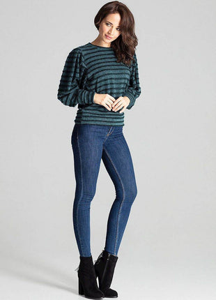 Knitted Top with Kimono Sleeves and Half-Round Neckline - MimiStylez