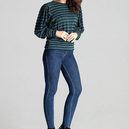Knitted Top with Kimono Sleeves and Half-Round Neckline - MimiStylez