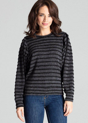 Knitted Top with Kimono Sleeves and Half-Round Neckline - MimiStylez