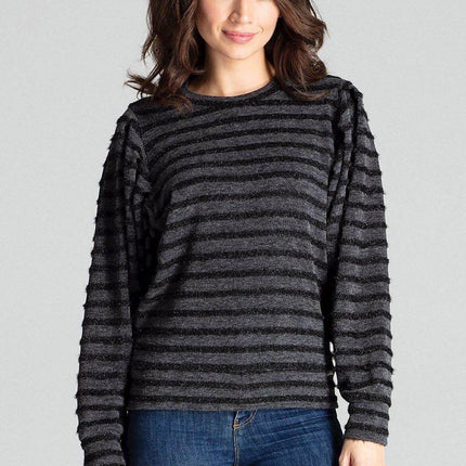 Knitted Top with Kimono Sleeves and Half-Round Neckline - MimiStylez