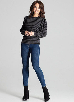 Knitted Top with Kimono Sleeves and Half-Round Neckline - MimiStylez