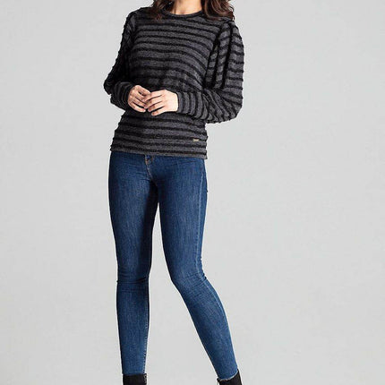 Knitted Top with Kimono Sleeves and Half-Round Neckline - MimiStylez
