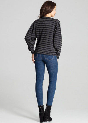 Knitted Top with Kimono Sleeves and Half-Round Neckline - MimiStylez