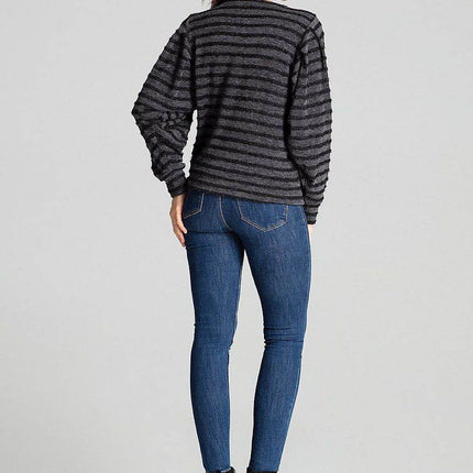 Knitted Top with Kimono Sleeves and Half-Round Neckline - MimiStylez