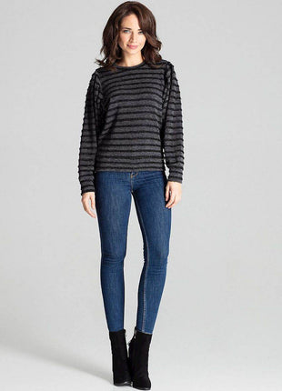 Knitted Top with Kimono Sleeves and Half-Round Neckline - MimiStylez