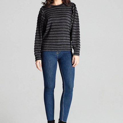 Knitted Top with Kimono Sleeves and Half-Round Neckline - MimiStylez