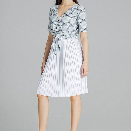 Patterned Short Shirt with Heart Neckline & Tie Front - MimiStylez