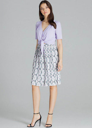 Patterned Short Shirt with Heart Neckline & Tie Front - MimiStylez