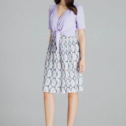 Patterned Short Shirt with Heart Neckline & Tie Front - MimiStylez