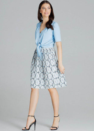 Pleated Patterned Midi Skirt with Elastic Waistband - MimiStylez