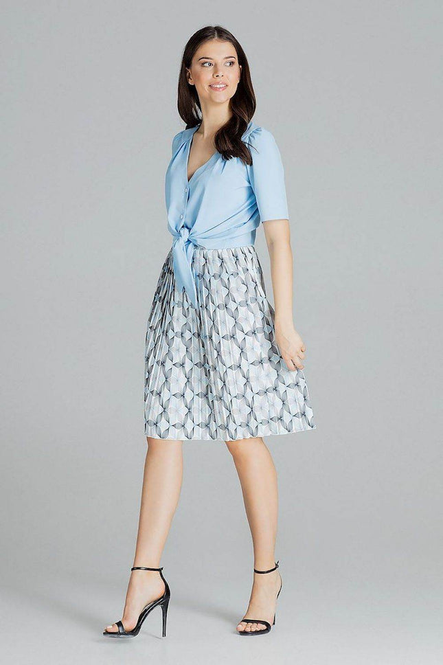Pleated Patterned Midi Skirt with Elastic Waistband - MimiStylez