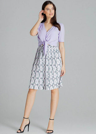 Pleated Patterned Midi Skirt with Elastic Waistband - MimiStylez