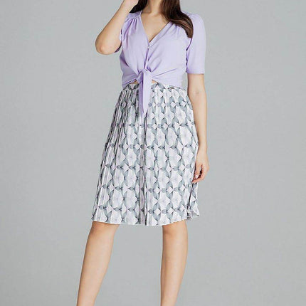 Pleated Patterned Midi Skirt with Elastic Waistband - MimiStylez