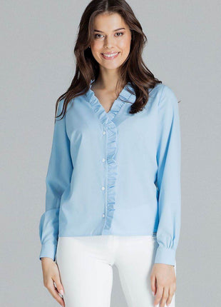 Elegant White Straight Shirt with Pleated Cuffs & Frill Detail - MimiStylez