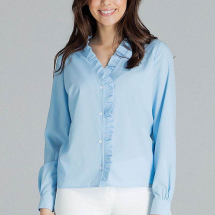 Elegant White Straight Shirt with Pleated Cuffs & Frill Detail - MimiStylez