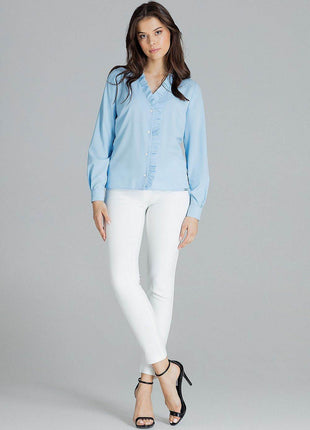 Elegant White Straight Shirt with Pleated Cuffs & Frill Detail - MimiStylez