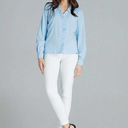 Elegant White Straight Shirt with Pleated Cuffs & Frill Detail - MimiStylez