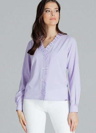 Elegant White Straight Shirt with Pleated Cuffs & Frill Detail - MimiStylez