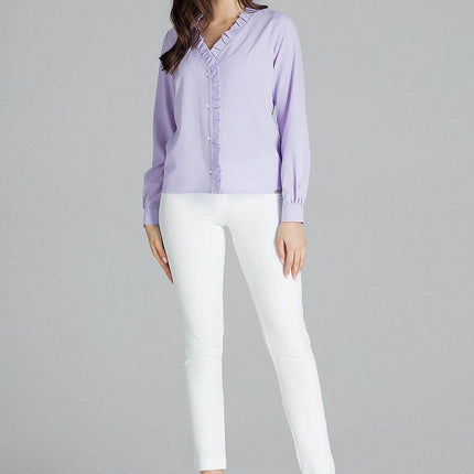Elegant White Straight Shirt with Pleated Cuffs & Frill Detail - MimiStylez