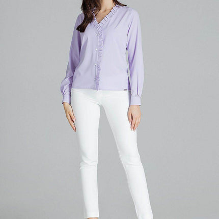 Elegant White Straight Shirt with Pleated Cuffs & Frill Detail - MimiStylez