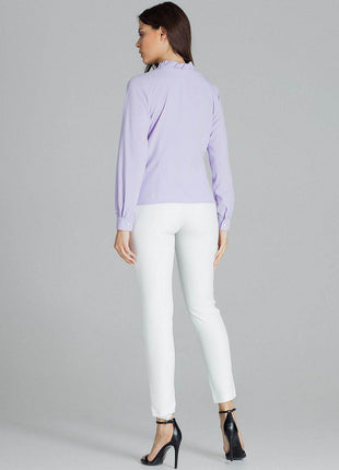 Elegant White Straight Shirt with Pleated Cuffs & Frill Detail - MimiStylez