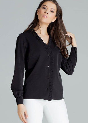 Elegant White Straight Shirt with Pleated Cuffs & Frill Detail - MimiStylez
