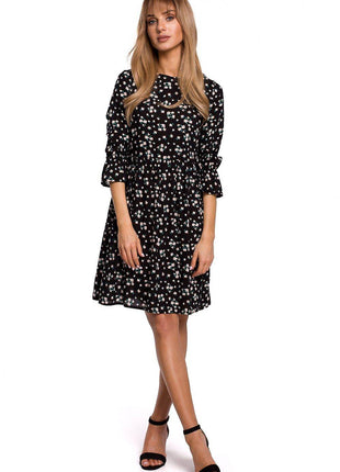 Classic Summer Dress with Adjustable Frill Sleeves and Covered Zip - MimiStylez