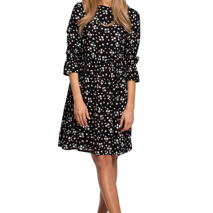 Classic Summer Dress with Adjustable Frill Sleeves and Covered Zip - MimiStylez