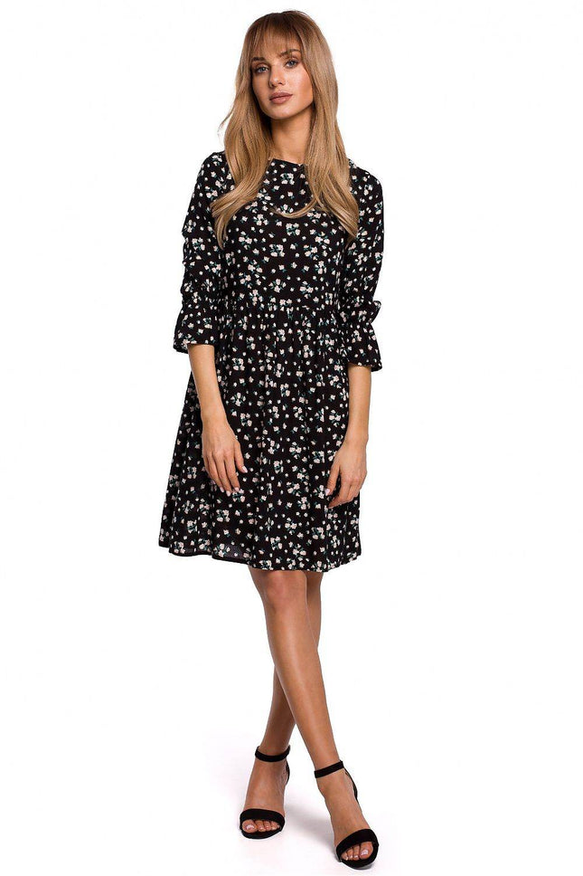 Classic Summer Dress with Adjustable Frill Sleeves and Covered Zip - MimiStylez