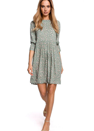 Classic Summer Dress with Adjustable Frill Sleeves and Covered Zip - MimiStylez