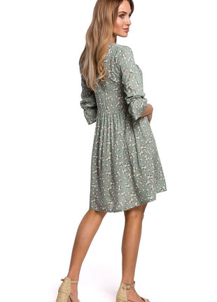 Classic Summer Dress with Adjustable Frill Sleeves and Covered Zip - MimiStylez