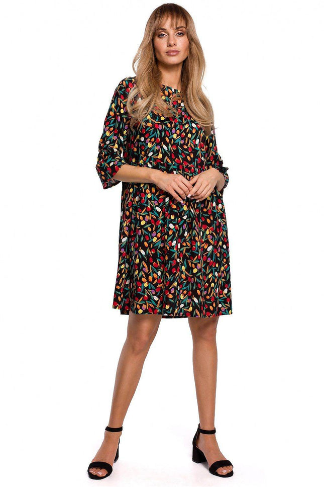Classic Summer Dress with Adjustable Frill Sleeves and Covered Zip - MimiStylez