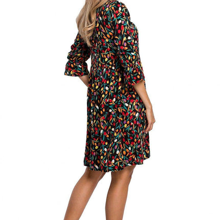 Classic Summer Dress with Adjustable Frill Sleeves and Covered Zip - MimiStylez