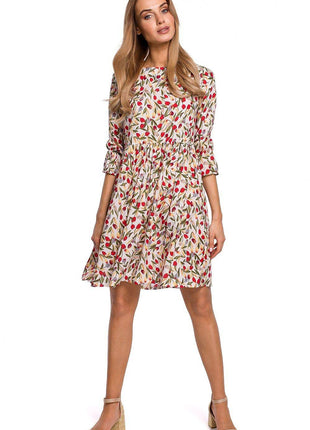 Classic Summer Dress with Adjustable Frill Sleeves and Covered Zip - MimiStylez