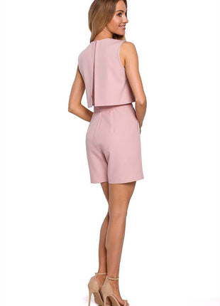 Short Jumpsuit with Double Top and Jacket-Style Lapels - MimiStylez