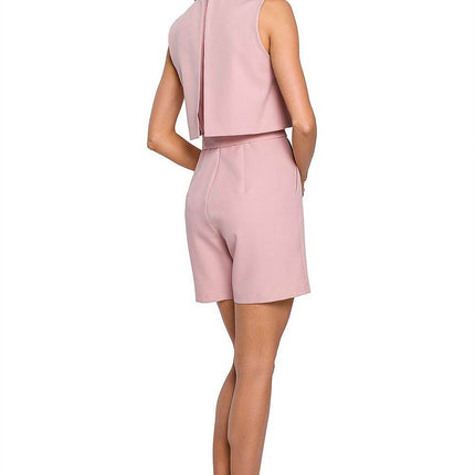 Short Jumpsuit with Double Top and Jacket-Style Lapels - MimiStylez