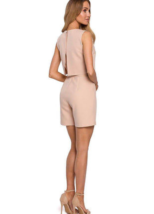 Short Jumpsuit with Double Top and Jacket-Style Lapels - MimiStylez