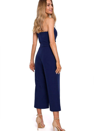 Corset Suit with Draped Bow, Waist Tie & Wide 7/8 Legs - MimiStylez