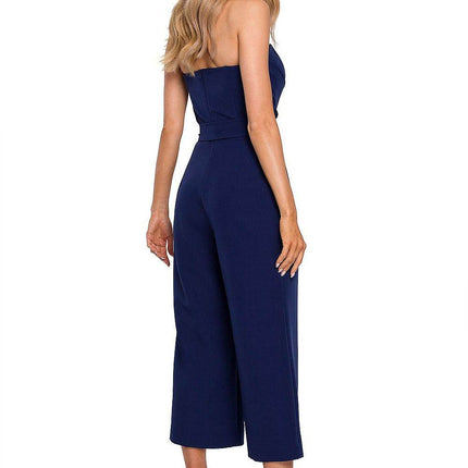 Corset Suit with Draped Bow, Waist Tie & Wide 7/8 Legs - MimiStylez