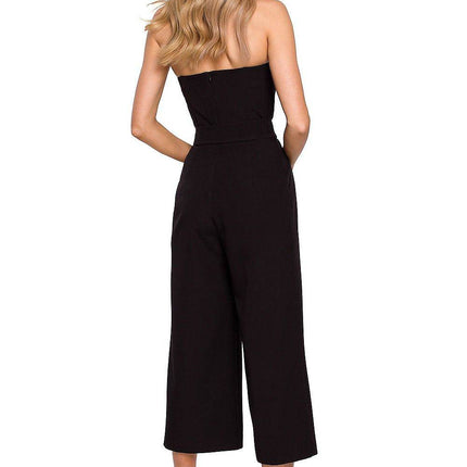 Corset Suit with Draped Bow, Waist Tie & Wide 7/8 Legs - MimiStylez
