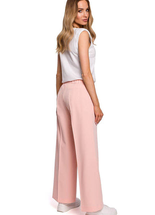 Wide-Leg Pleated Trousers with Elastic Waistband - MimiStylez