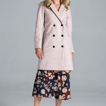 Knee-Length Autumn Coat with Jacket Collar, Button Closure & Belt – Fully Lined - MimiStylez